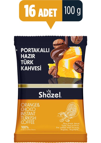 Portakallı Hazır Türk Kahvesi 100 gr x 16 Adet