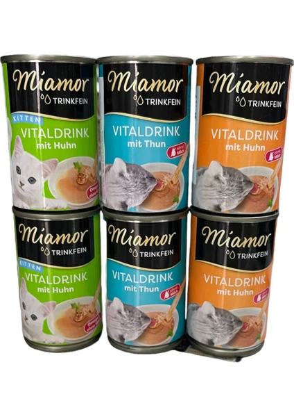 Vitaldrink Konserve Kedi Çorbası Tamamlayıcı Yaş Mama 135MLX6 Adet Karışık Paket