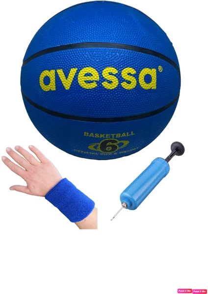 Brc Basket Topu Unisex Kauçuk Soft Touch Basketbol Topu Mavi + Pompa + Havlu Bileklik