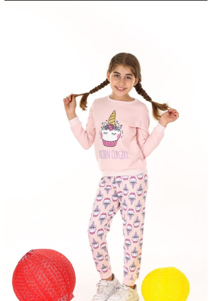 Unicorn Desenli Pembe Kız Çocuk Takım