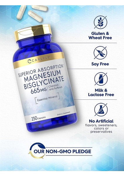 Magnesium Bisglycinate 665 mg 250 Kapsul Buffered Chelated Essential Mineral Büyük Boy fırsatları