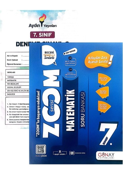 7.Sınıf Zoom Matematik Soru Bankası-Yeni Baskı-(Aydın Yayınları Denemeli)