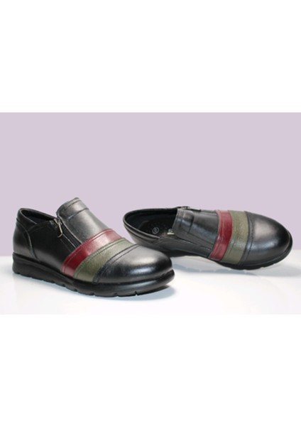 230 Ortopedik Deri Kadın Ayakkabısı Siyah Haki fırsatları