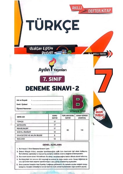 7.Sınıf Bumerang Türkçe Defter&kitap-Yeni Baskı-(Aydın Yayınları Denemeli)