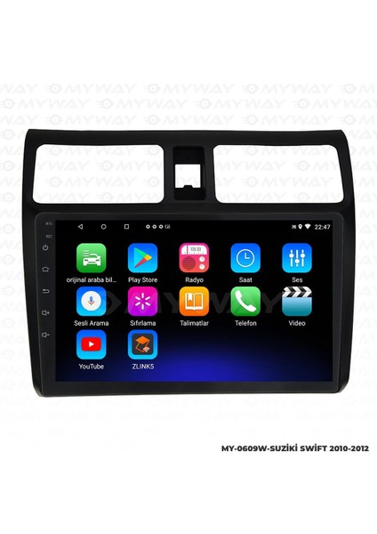Suzuki Swift Android 12 Multimedya Carplay 2gb RAM+32GB HDD 2010-2012 Navigasyon Ekran