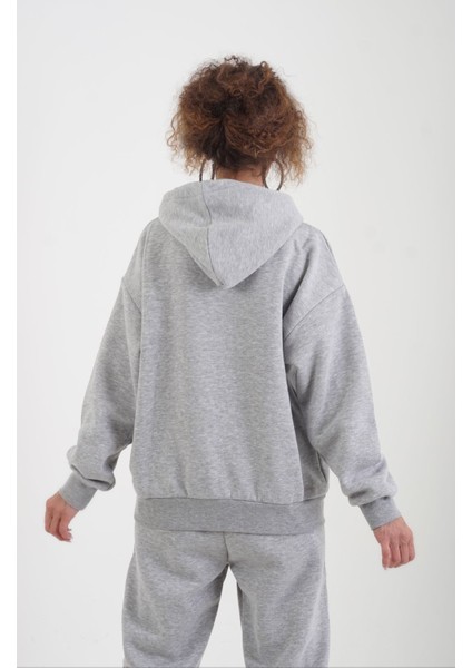 Gri Arketip Şardonlu Kapüşonlu Sweatshirt fırsatları
