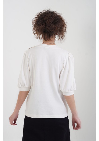 Çizgili Tek Omuz Çıtçıtlı Penye Bluz indirimleri