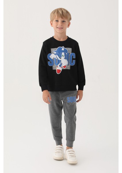 Siyah Baskılı Erkek Çocuk Eşofman Takımı modelleri