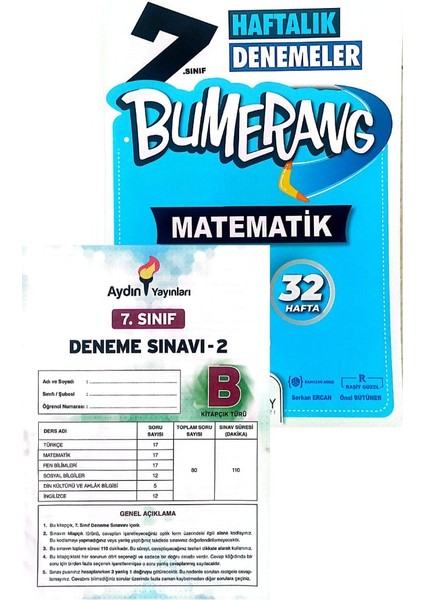 7.Sınıf Bumerang Matematik Deneme-Yeni Baskı-(Aydın Yayınları Denemeli)