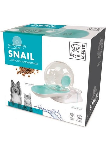 60501299 M-Pets Snaıl Hazneli Su ve Mama Kabı Blue 2800ML-240GR