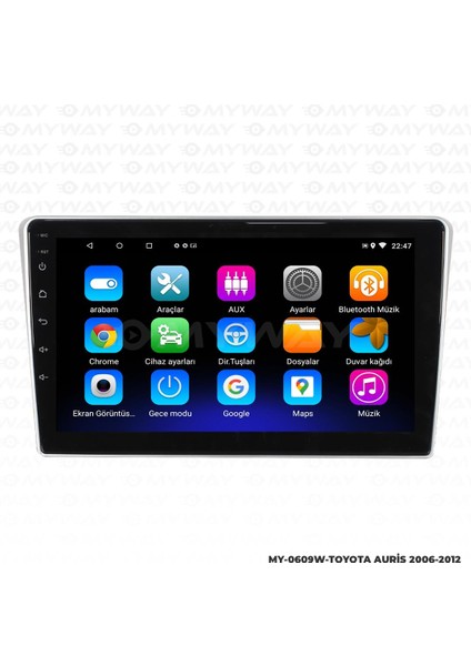 Toyota Auris Android 12 Multimedya Carplay 2gb RAM+32GB HDD Navigasyon Ekran