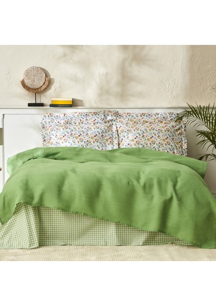 Noya Pamuk Çift Kişilik Pike Takımı Yeşil