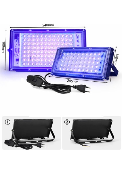 395NM Uv Ultraviyole Floresan LED Projektör 50W