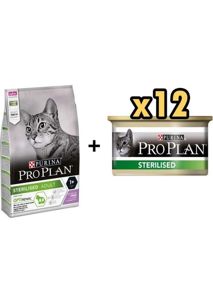 Hindili Kısırlaştırılmış Kedi Maması 1.5 kg + 12 Adet Proplan Sterilised Ton ve Somonlu Kısırlaştırılmış Kedi Konservesi 85 gr