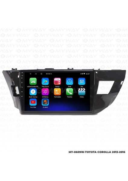 Toyota Corolla Android 12 Multimedya Carplay 2gb RAM+32GB HDD 2013-2016 Navigasyon Ekran