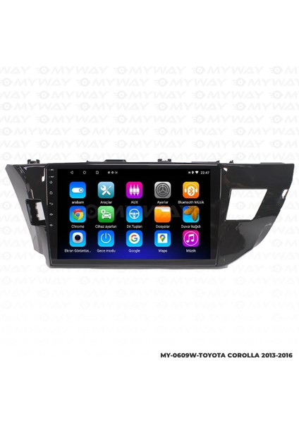 Toyota Corolla Android 12 Multimedya Carplay 2gb RAM+32GB HDD 2013-2016 Navigasyon Ekran fiyatları