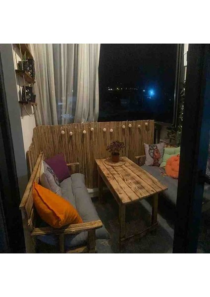 1 Metre x 3 Metre Hasır Kamış Balkon Çiti Bahçe Çiti Gölgelik Bambu Çit Dekorasyon