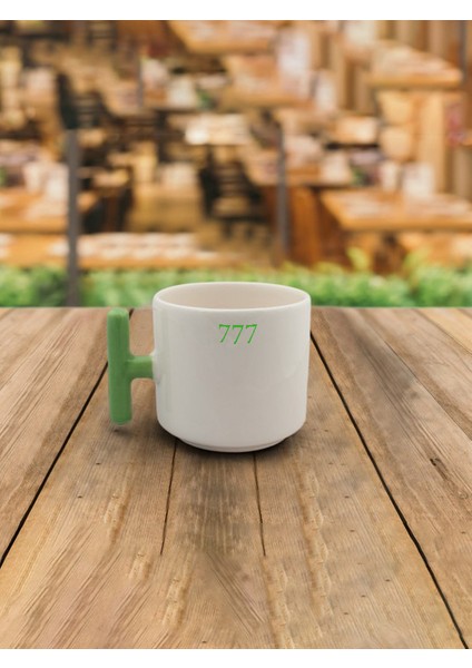 Yonca Baskılı-Şans Seninle 7.7.7 (Şans Sekansı) Yeşil Kulplu Seramik T Kupa fiyatları