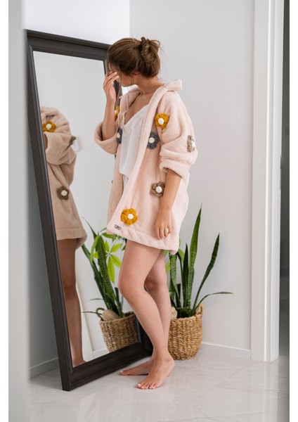 CAKKA Wellsoft Peluş Papatyalı  Sabahlık /dressing Gown