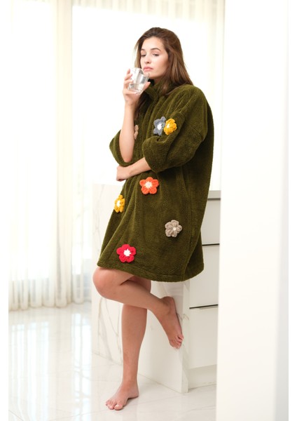 CAKKA Wellsoft Peluş Papatyalı  Sabahlık /dressing Gown