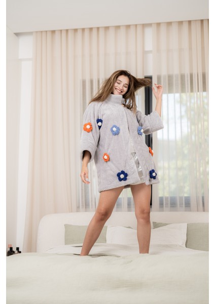 CAKKA Wellsoft Peluş Papatyalı  Sabahlık /dressing Gown