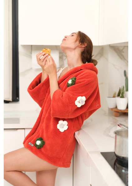 CAKKA Wellsoft Peluş Papatyalı  Sabahlık /dressing Gown