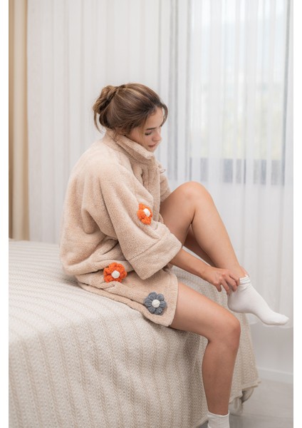 CAKKA Wellsoft Peluş Papatyalı  Sabahlık /dressing Gown