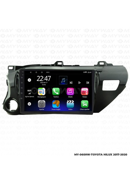 Toyota Hilux Android 12 Multimedya Carplay 2gb RAM+32GB HDD 2017-2020 Navigasyon Ekran modelleri