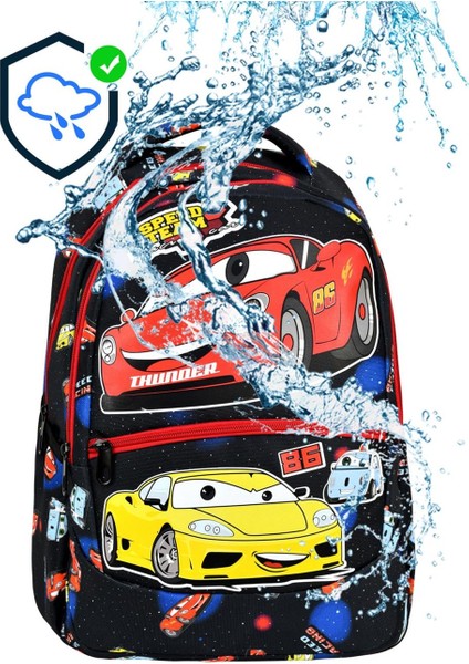 Siyah Ilkokul Araba Desenli Ilkokul Çantası + Beslenme Çantası fırsatları