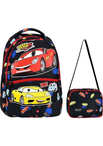 Siyah Ilkokul Araba Desenli Ilkokul Çantası + Beslenme Çantası indirimleri
