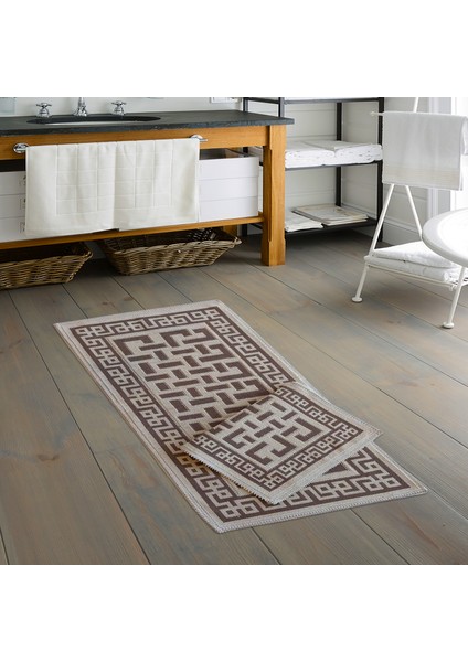 Eko Cotton Bukle Klozet Takımı 2 Pcs Domi̇no Kahve