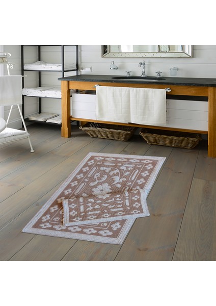 Eko Cotton Bukle Klozet Takımı 2 Pcs Sarmaşik Kahve