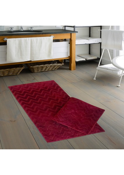 Welsoft Zi̇gzag Bambo Klozet Takımı 2 Pcs ( 60 x 100 50 x 60 ) Bordo
