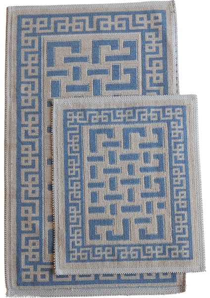 Eko Cotton Bukle Klozet Takımı 2 Pcs Domi̇no Mavi̇