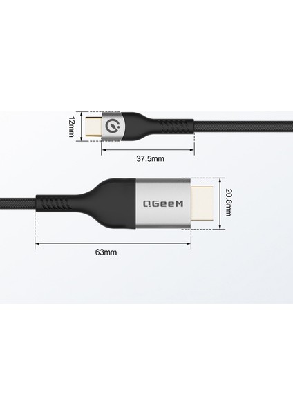 QG06 8k 60 Hz Görüntü Kalitesi 1.8 Metre Type-C To HDMI Kablo