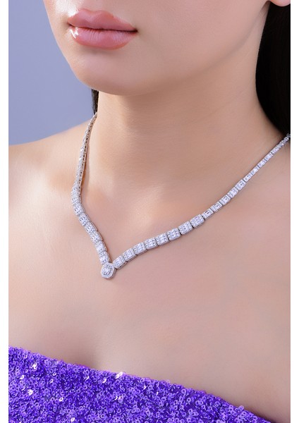 Kadın 925 Ayar Gümüş Baget Sıralı Su Yolu Set fiyatları