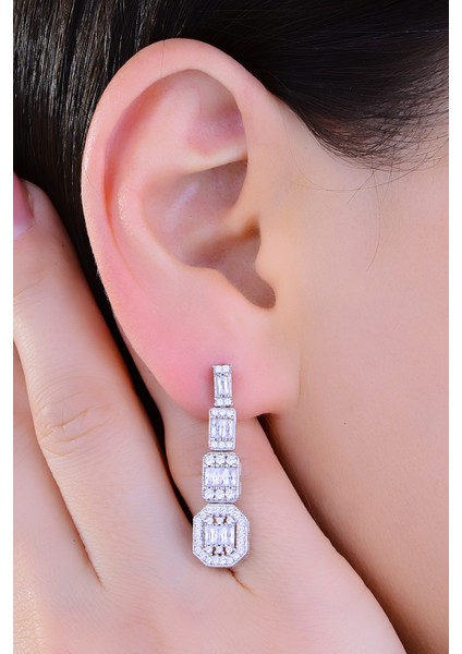 Kadın 925 Ayar Gümüş Baget Sıralı Su Yolu Set fırsatları