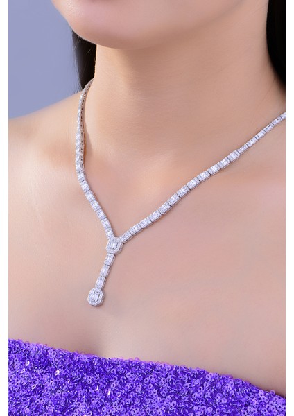 Kadın 925 Ayar Gümüş Baget Sıralı Su Yolu Set fiyatları