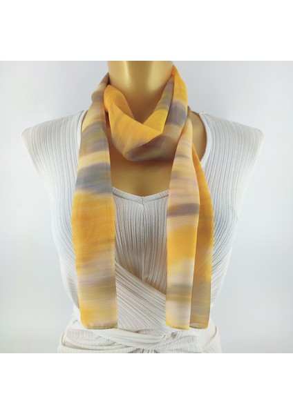 Paredora Soft Desenli Gold Krem Uzun Fular