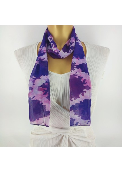 Paredora Kamuflaj Mor Pembe Uzun Fular