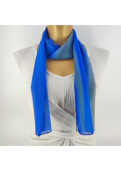 Paredora Soft Çizgili Deep Blue Uzun Fular