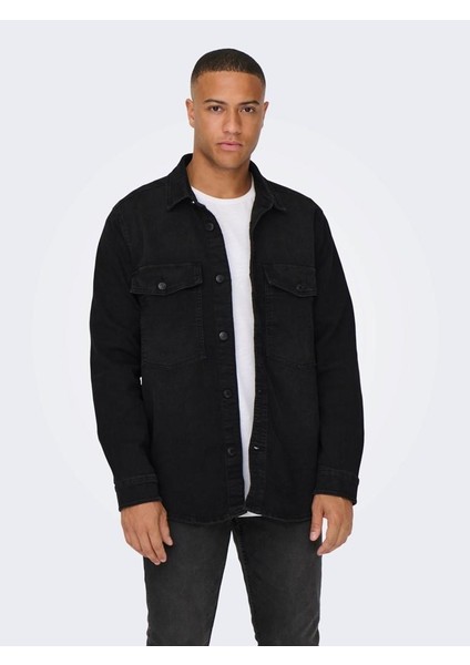 Jack & Jones Only & Sons Onsjames Wash Black 6475 Shacket Vd Siyah