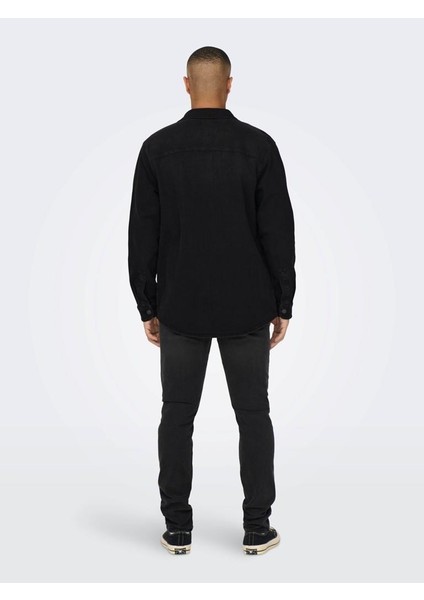 Jack & Jones Only & Sons Onsjames Wash Black 6475 Shacket Vd Siyah