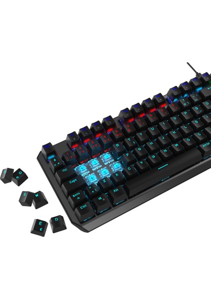 Overlord 60M Mekanik Mavi Switch Türkçe Q 88 Tuş USB Gaming Klavye - 3 Yıl Garantili