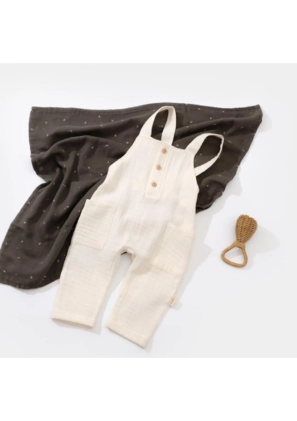 %100 Organik Müslin Cepli Salopet Bebek Tulum CSYM700