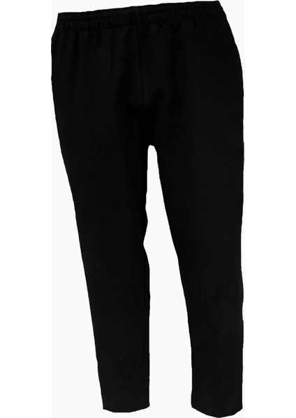 Siyah Kadın Iki Iplik Flato Cepli Lyc Düz Paça Büyük Beden Eşofman Altı 130