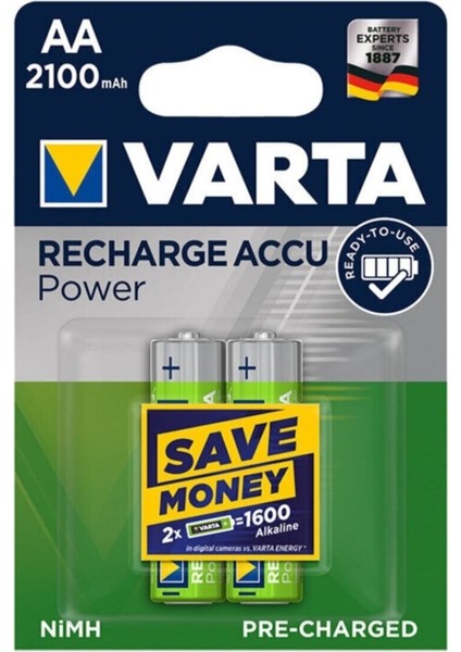 Aa 2100MAH Şarjlı Kalem Pil 2li Blister