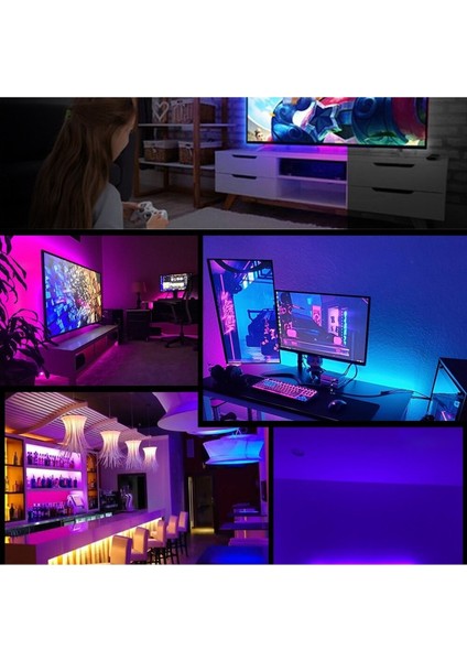 Şerit LED Işık Rgb 5 Metre Hazır Set Tak Çalıştır Kumandalı Adaptörlü Silikonlu