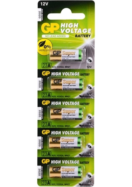 23A 12V Alkaline Pil A23/V23GA/MN21 5 Adet