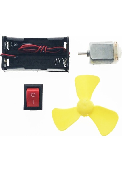 Hobi Motor Deney Seti Dc Motor, Anahtar, Pil Yatağı, Pervane Set